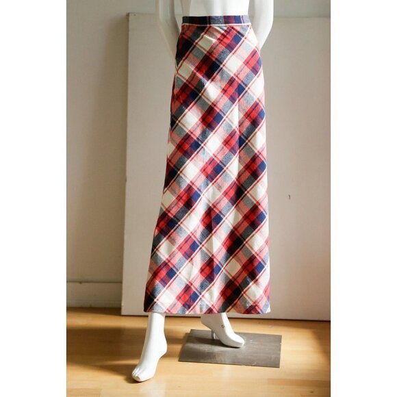 Vintage Large Scale Plaid A line Maxi Skirt XS - Picture 3 of 7